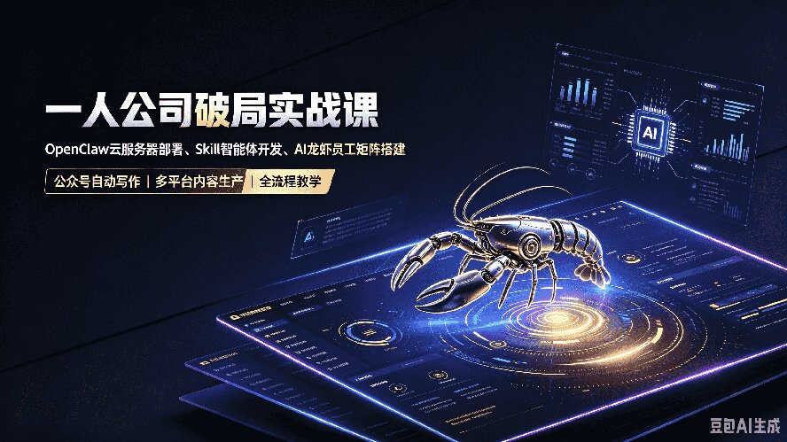 一人公司破局实战课|OpenClaw云服务器部署、Skill智能体开发、AI龙虾员工矩阵搭建,公众号自动写作与多平台内容…-亿起创业网-副业兼职月入过万-自媒体、引流推广、网赚项目、短视频、技术教程等创业项目资源