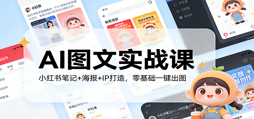 AI图文实战课：小红书笔记+海报+IP打造，零基础一键出图-亿佰盟网