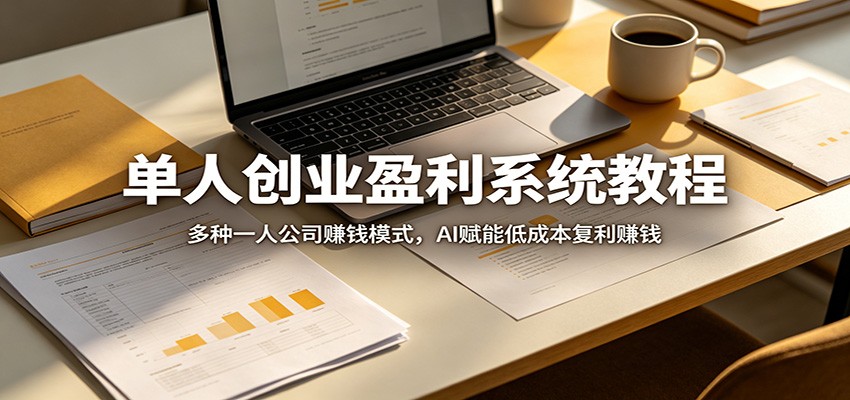 单人创业盈利系统教程：多种一人公司赚钱模式，AI赋能低成本复利赚钱-亿起创业网-副业兼职月入过万-自媒体、引流推广、网赚项目、短视频、技术教程等创业项目资源