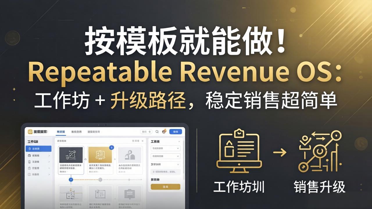 按模板就能做！Repeatable Revenue OS：工作坊 + 升级路径，稳定销售超简单-亿起创业网-副业兼职月入过万-自媒体、引流推广、网赚项目、短视频、技术教程等创业项目资源