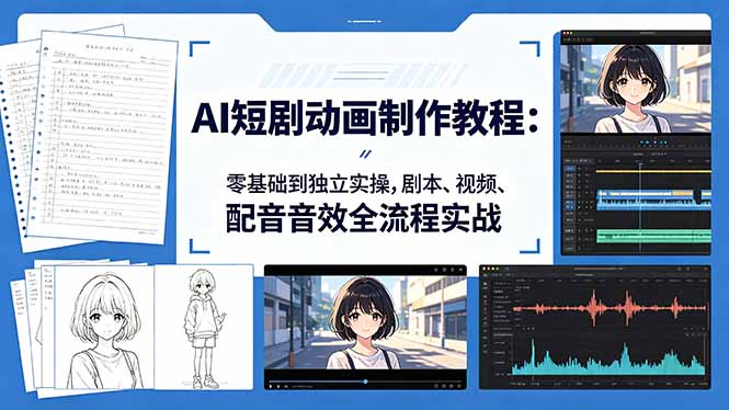 AI短剧动画制作教程：零基础到独立实操，剧本、视频、配音音效全流程实战-亿起创业网-副业兼职月入过万-自媒体、引流推广、网赚项目、短视频、技术教程等创业项目资源