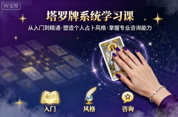 塔罗牌系统学习课，助你从入门到精通，塑造个人占卜风格，掌握专业咨询能力-亿佰盟网