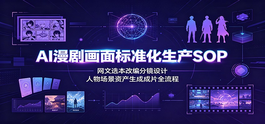 AI漫剧画面标准化生产SOP：网文选本改编分镜设计，人物场景资产生成成片全流程-亿起创业网-副业兼职月入过万-自媒体、引流推广、网赚项目、短视频、技术教程等创业项目资源