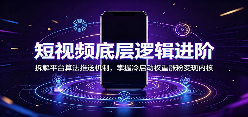 短视频底层逻辑进阶：拆解平台算法推送机制，掌握冷启动权重涨粉变现内核-亿起创业网-副业兼职月入过万-自媒体、引流推广、网赚项目、短视频、技术教程等创业项目资源