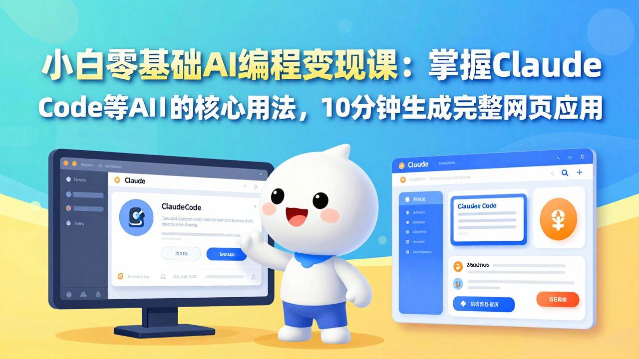 小白零基础AI编程变现课：掌握Claude Code等AI工具的核心用法，10分钟生成完整网页应用-亿佰盟网