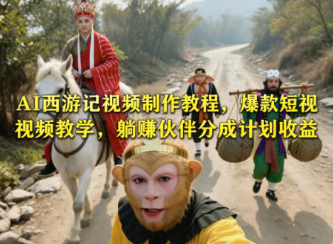 AI西游记视频制作教程，爆款短视频教学，躺賺伙伴分成计划收益-亿起创业网-副业兼职月入过万-自媒体、引流推广、网赚项目、短视频、技术教程等创业项目资源