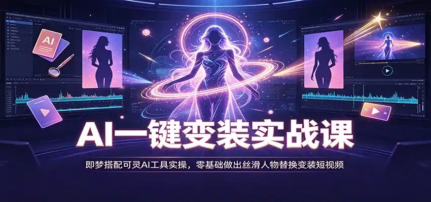 AI一键变装实战课：即梦搭配可灵AI工具实操，零基础做出丝滑人物替换变装短视频-亿起创业网-副业兼职月入过万-自媒体、引流推广、网赚项目、短视频、技术教程等创业项目资源