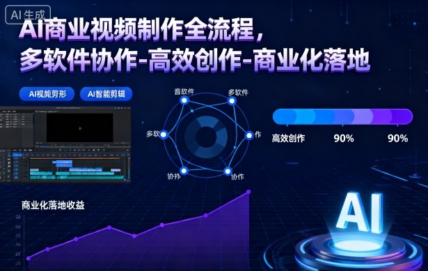 AI商业视频制作全流程，多软件协作-高效创作-商业化落地-亿佰盟网