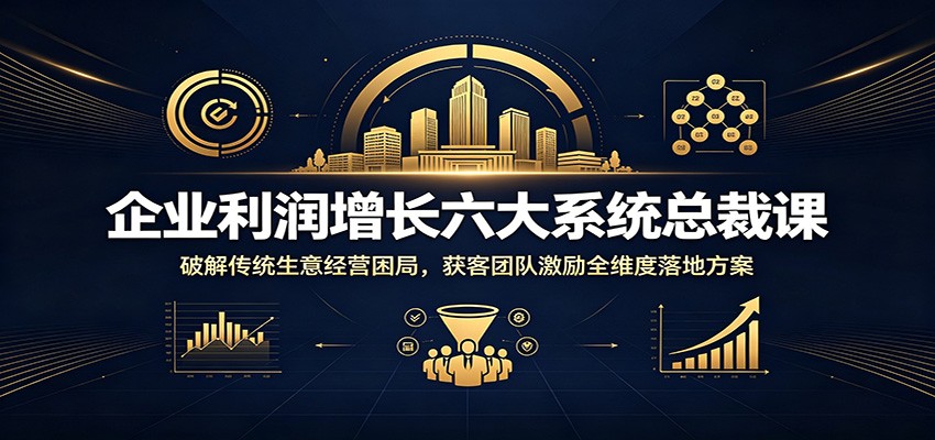 企业利润增长六大系统总裁课：破解传统生意经营困局，获客团队激励全维度落地方案-亿起创业网-副业兼职月入过万-自媒体、引流推广、网赚项目、短视频、技术教程等创业项目资源