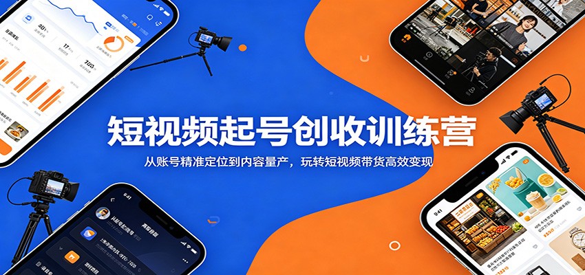 短视频起号创收训练营：从账号精准定位到内容量产，玩转短视频带货高效变现-亿起创业网-副业兼职月入过万-自媒体、引流推广、网赚项目、短视频、技术教程等创业项目资源
