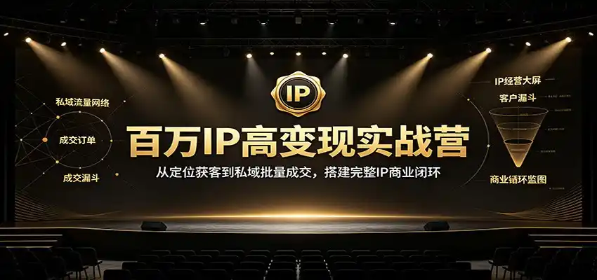 百万IP高变现实战营：从定位获客到私域批量成交，搭建完整IP商业闭环-亿起创业网-副业兼职月入过万-自媒体、引流推广、网赚项目、短视频、技术教程等创业项目资源