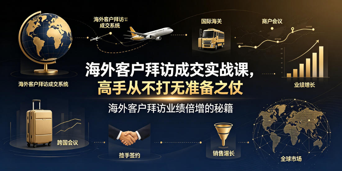 海外客户拜访成交实战课，高手从不打无准备之仗，海外客户拜访业绩倍增的秘籍-亿起创业网-副业兼职月入过万-自媒体、引流推广、网赚项目、短视频、技术教程等创业项目资源