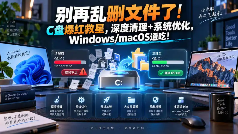别再乱删文件了！C盘爆红救星，深度清理+系统优化，Windows/macOS通吃！-亿起创业网-副业兼职月入过万-自媒体、引流推广、网赚项目、短视频、技术教程等创业项目资源