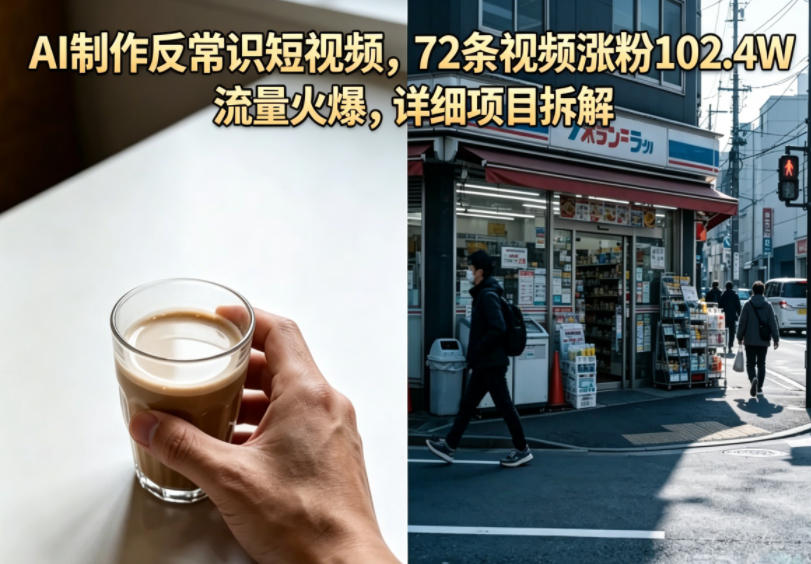 AI制作反常识短视频，72条视频涨粉102.4W，流量火爆，详细项目拆解-亿起创业网-副业兼职月入过万-自媒体、引流推广、网赚项目、短视频、技术教程等创业项目资源