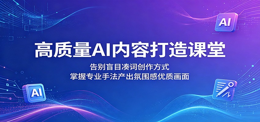 高质量AI内容打造课堂：告别盲目凑词创作方式，掌握专业手法产出氛围感优质画面-亿起创业网-副业兼职月入过万-自媒体、引流推广、网赚项目、短视频、技术教程等创业项目资源