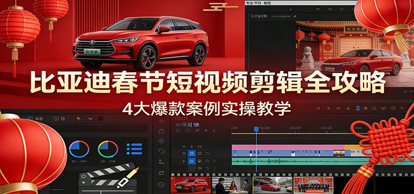 比亚迪春节短视频剪辑全攻略，4大爆款案例实操教学-亿佰盟网