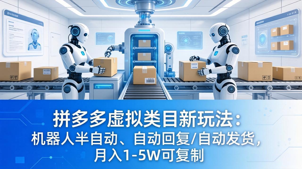 拼多多虚拟类目新玩法：机器人半自动、自动回复 /自动发货，月入 1-5W 可复制-亿起创业网-副业兼职月入过万-自媒体、引流推广、网赚项目、短视频、技术教程等创业项目资源