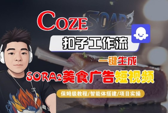 Coze扣子智能体工作流一键生成“SORA2美食广告“短视频，全流程保姆级教学-亿佰盟网