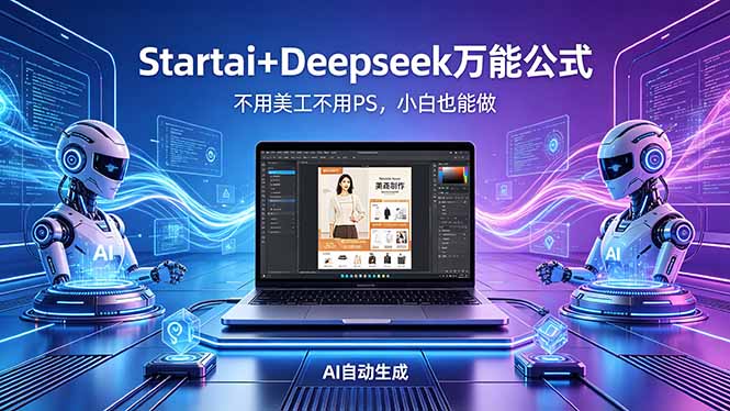 AI自动做电商详情页：Startai+Deepseek万能公式，不用美工不用PS，小白也能做-亿起创业网-副业兼职月入过万-自媒体、引流推广、网赚项目、短视频、技术教程等创业项目资源