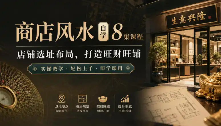 商店风水自学8集课程｜店铺选址布局，打造旺财旺铺实操教学-亿起创业网-副业兼职月入过万-自媒体、引流推广、网赚项目、短视频、技术教程等创业项目资源