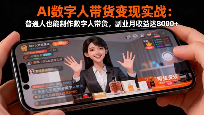 AI数字人带货变现实战：普通人也能制作数字人带货，副业月收益达8000+-亿佰盟网