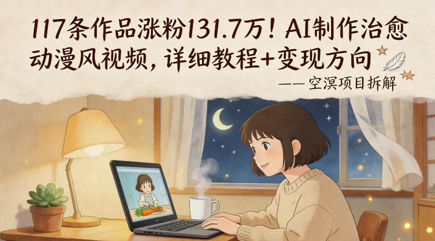 117条作品涨粉131.7W！AI制作治愈动漫风视频，详细教程+变现方向-亿起创业网-副业兼职月入过万-自媒体、引流推广、网赚项目、短视频、技术教程等创业项目资源