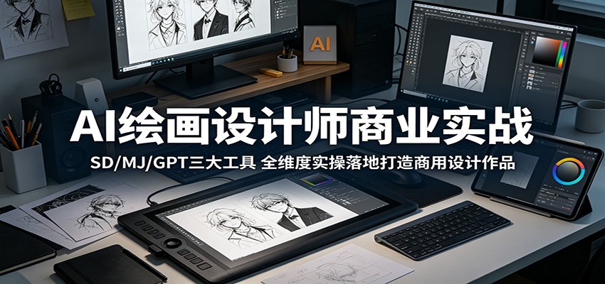 AI绘画设计师商业实战：SD/MJ/GPT三大工具，全维度实操落地打造商用设计作品-亿起创业网-副业兼职月入过万-自媒体、引流推广、网赚项目、短视频、技术教程等创业项目资源