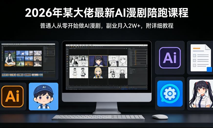 26年某大佬最新Ai漫剧陪跑课程，普通人从零开始做AI漫剧，副业月入2W+-亿佰盟网