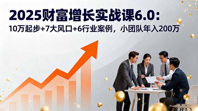 2025财富增长实战课6.0:10万起步+7大风口+6行业案例,小团队年入200万-亿佰盟网