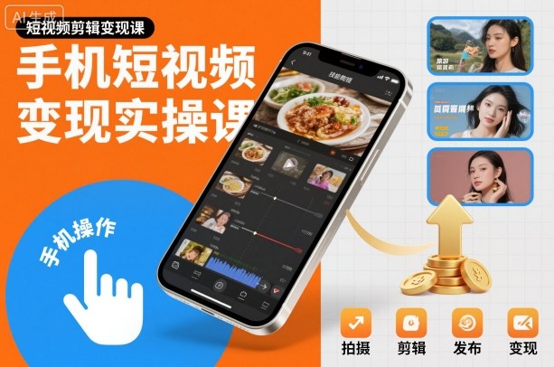 手机短视频变现实操课，短视频剪辑变现课-亿佰盟网