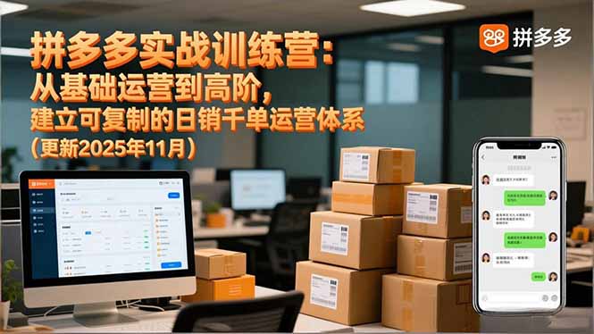 拼多多实战训练营：从基础运营到高阶，建立可复制的日销千单运营体系(更新11月-亿佰盟网