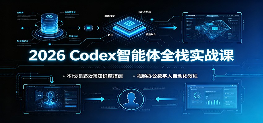 2026 Codex智能体全栈实战课：本地模型微调知识库搭建，视频办公数字人自动化教程-亿起创业网-副业兼职月入过万-自媒体、引流推广、网赚项目、短视频、技术教程等创业项目资源