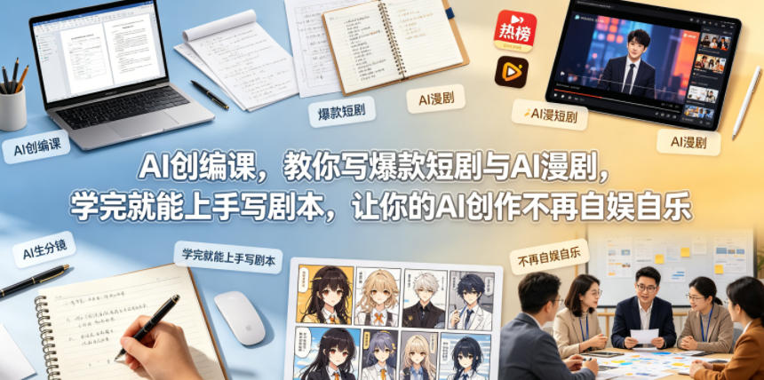AI创编课，教你写爆款短剧与AI漫剧，学完就能上手写剧本，让你的AI创作不再自娱自乐(更新0521)-亿起创业网-副业兼职月入过万-自媒体、引流推广、网赚项目、短视频、技术教程等创业项目资源