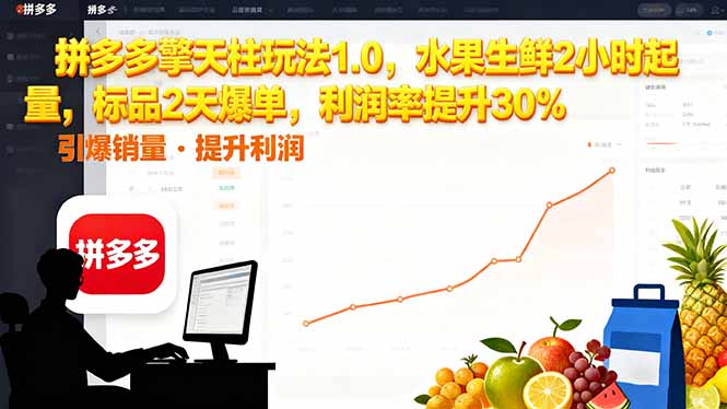 拼多多 擎天柱玩法1.0，水果生鲜2小时起量，标品2天爆单，利润率提升30%-亿佰盟网