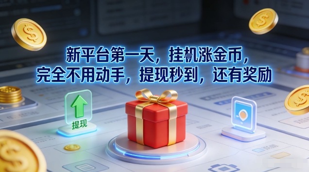 新平台第一天，挂G涨金币，完全不用动手，提现秒到，还有奖励【揭秘】-亿佰盟网