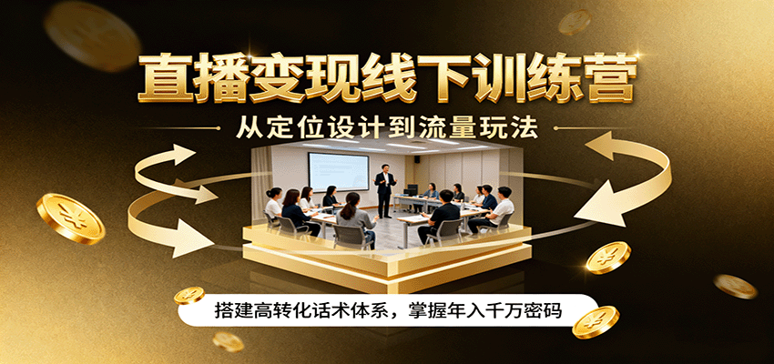 直播变现线下训练营，从定位设计到流量玩法，搭建高转化话术体系，掌握年入千万密码-亿佰盟网