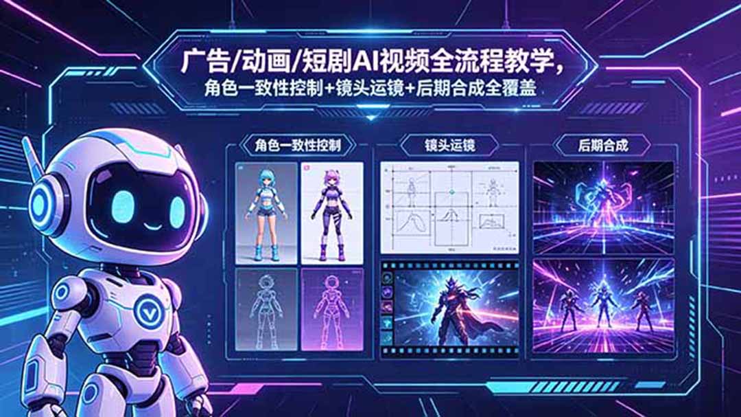 广告/动画/短剧AI视频全流程教学，角色一致性控制+镜头运镜+后期合成全覆盖-亿起创业网-副业兼职月入过万-自媒体、引流推广、网赚项目、短视频、技术教程等创业项目资源