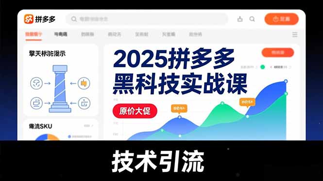 2025拼多多黑科技实战课，擎天柱玩法、爆流SKU、原价大促，技术引流，单店日销轻松破千单-亿佰盟网