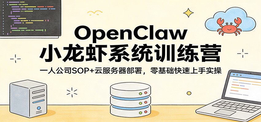 OpenClaw小龙虾系统训练营：一人公司SOP，云服务器部署，零基础快速上手实操-亿佰盟网