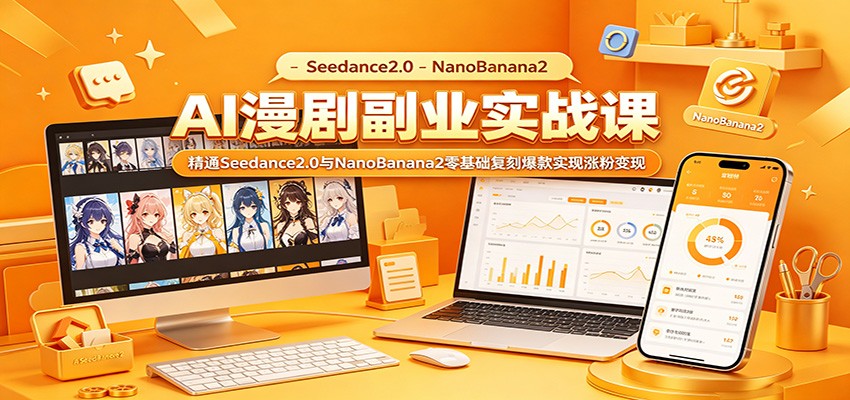 AI漫剧副业实战课：精通Seedance2.0与NanoBanana2零基础复刻爆款实现涨粉变现-亿起创业网-副业兼职月入过万-自媒体、引流推广、网赚项目、短视频、技术教程等创业项目资源