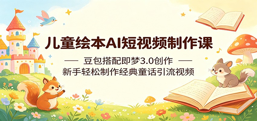 儿童绘本AI短视频制作课：豆包搭配即梦3.0创作，新手轻松制作经典童话引流视频-亿起创业网-副业兼职月入过万-自媒体、引流推广、网赚项目、短视频、技术教程等创业项目资源