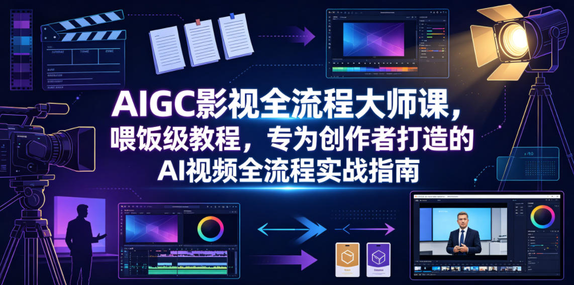 AIGC影视全流程大师课，喂饭级教程，专为创作者打造的AI视频全流程实战指南-亿起创业网-副业兼职月入过万-自媒体、引流推广、网赚项目、短视频、技术教程等创业项目资源