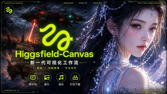 Higgsfield Canvas AI视频制作详解，节点式工作流搭建，重构新式视频创作完整教程-亿起创业网-副业兼职月入过万-自媒体、引流推广、网赚项目、短视频、技术教程等创业项目资源