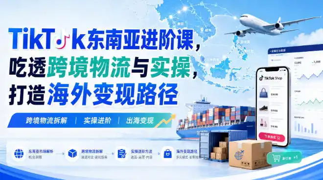 TikTok东南亚进阶课，吃透跨境物流与实操，打造海外变现路径-亿起创业网-副业兼职月入过万-自媒体、引流推广、网赚项目、短视频、技术教程等创业项目资源