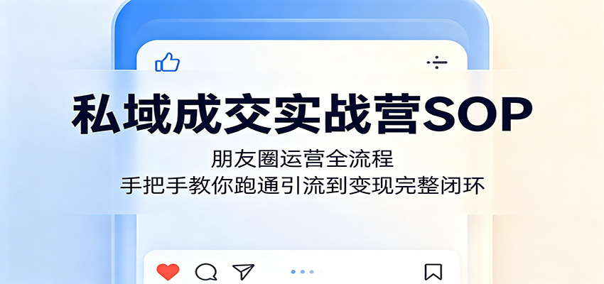 私域成交实战营SOP：朋友圈运营全流程，手把手教你跑通引流到变现完整闭环-亿起创业网-副业兼职月入过万-自媒体、引流推广、网赚项目、短视频、技术教程等创业项目资源