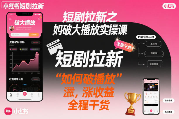 短剧拉新之小红书如何破大播放实操课，如何破播放，涨收益，全程干货-亿佰盟网
