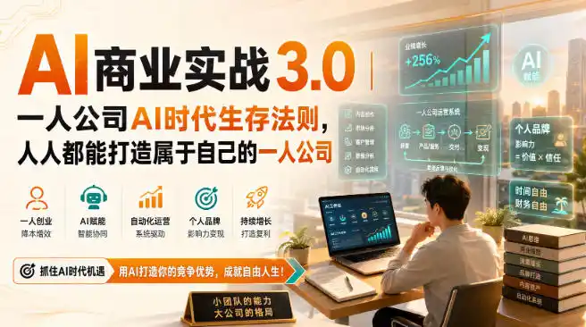 AI商业实战3.0｜一人公司AI时代生存法则，人人都能打造属于自己的一人公司-亿起创业网-副业兼职月入过万-自媒体、引流推广、网赚项目、短视频、技术教程等创业项目资源