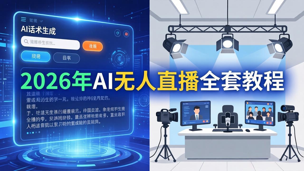 2026年AI无人直播全套教程：OBS安装+软件配置+直播间搭建+话术生成+一键开播实操-亿起创业网-副业兼职月入过万-自媒体、引流推广、网赚项目、短视频、技术教程等创业项目资源