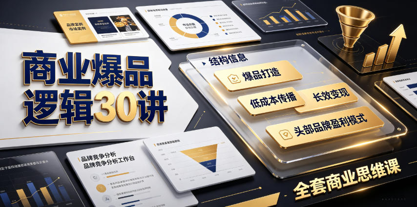 商业爆品逻辑30讲｜拆解各行各业头部品牌盈利模式，吃透爆品打造、低成本传播、长效变现全套商业思维课-亿起创业网-副业兼职月入过万-自媒体、引流推广、网赚项目、短视频、技术教程等创业项目资源