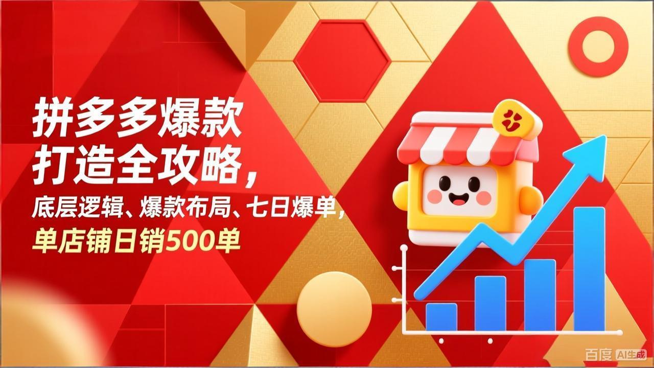 拼多多爆款打造全攻略，底层逻辑、爆款布局、七日爆单，单店铺日销500单-亿佰盟网